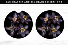 Flower Keychain And Car Coaster Sublimation Design Product Image 1