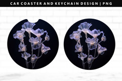 Flower Keychain And Car Coaster Sublimation Design Product Image 1