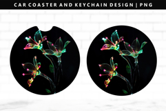 Flower Keychain And Car Coaster Sublimation Design Product Image 1