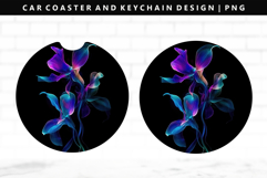 Flower Keychain And Car Coaster Sublimation Design Product Image 1