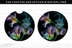 Flower Keychain And Car Coaster Sublimation Design Product Image 1