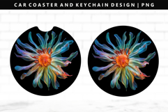 Flower Keychain And Car Coaster Sublimation Design Product Image 1