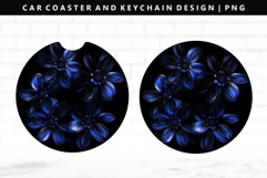 Flower Keychain And Car Coaster Sublimation Design Product Image 1