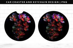 Flower Keychain And Car Coaster Sublimation Design Product Image 1