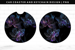 Flower Keychain And Car Coaster Sublimation Design Product Image 1