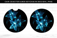 Flower Keychain And Car Coaster Sublimation Design Product Image 1