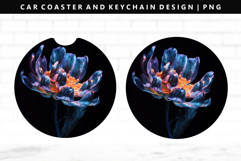 Flower Keychain And Car Coaster Sublimation Design Product Image 1