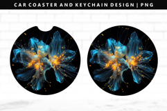 Flower Keychain And Car Coaster Sublimation Design Product Image 1