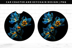 Flower Keychain And Car Coaster Sublimation Design Product Image 1