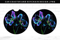 Flower Keychain And Car Coaster Sublimation Design Product Image 1