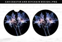 Flower Keychain And Car Coaster Sublimation Design Product Image 1