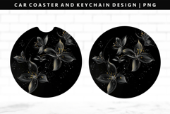 Flower Keychain And Car Coaster Sublimation Design Product Image 1
