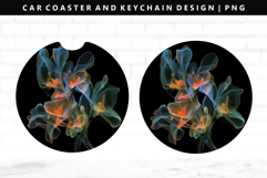 Flower Keychain And Car Coaster Sublimation Design Product Image 1