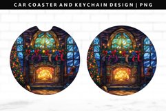 Fireplace Keychain And Car Coaster Sublimation Design Product Image 1