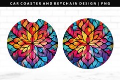 Mandala Keychain And Car Coaster Sublimation Design Product Image 1