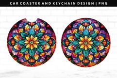 Mandala Keychain And Car Coaster Sublimation Design Product Image 1