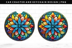 Mandala Keychain And Car Coaster Sublimation Design Product Image 1