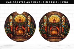 Fireplace Keychain And Car Coaster Sublimation Design Product Image 1