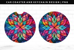 Mandala Keychain And Car Coaster Sublimation Design Product Image 1