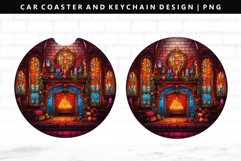 Fireplace Keychain And Car Coaster Sublimation Design Product Image 1