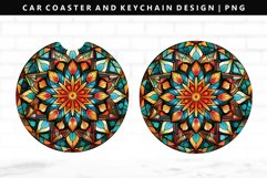 Mandala Keychain And Car Coaster Sublimation Design Product Image 1