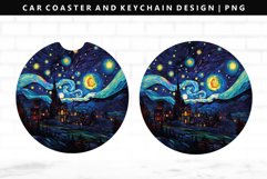 Starry Night Keychain And Car Coaster Sublimation Design Product Image 1