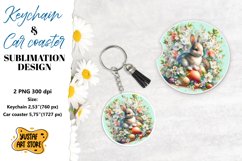 Easter Keychain &amp; Car coaster sublimation. Cute Easter bunny Product Image 1