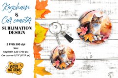Fall Keychain. Fall Car coaster sublimation design Product Image 1