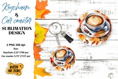 Fall Keychain. Fall Car coaster sublimation design Product Image 1