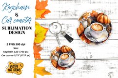 Fall Keychain. Fall Car coaster sublimation design Product Image 1