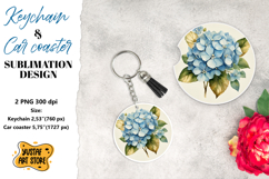 Hydrangea bloom Keychain &amp; Car coaster sublimation. Product Image 1