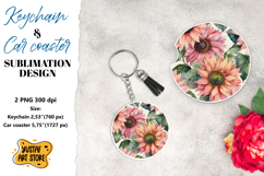 Sunflower Keychain &amp; Car coaster sublimation. Product Image 1