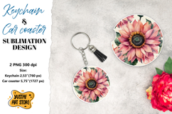 Sunflower Keychain &amp; Car coaster sublimation. Product Image 1