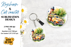 Spring Keychain. Spring Car coaster sublimation design Product Image 1