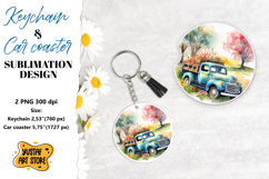 Spring Keychain. Spring Car coaster sublimation design Product Image 1