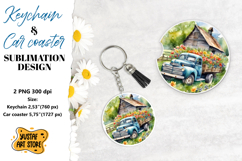 Spring Keychain. Spring Car coaster sublimation design Product Image 1