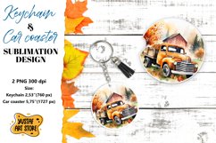 Fall Keychain. Fall Car coaster sublimation design Product Image 1