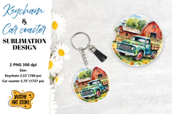 Summer Keychain.Summer Car coaster sublimation design Product Image 1