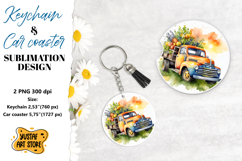 Summer Keychain.Summer Car coaster sublimation design Product Image 1