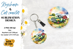 Summer Keychain.Summer Car coaster sublimation design Product Image 1