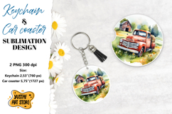 Summer Keychain.Summer Car coaster sublimation design Product Image 1