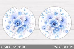 Flowers Car Coaster Sublimation. Floral Coaster Design Product Image 1