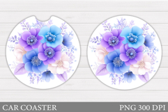 Flowers Car Coaster Design. Flowers Car Coaster Sublimation Product Image 1