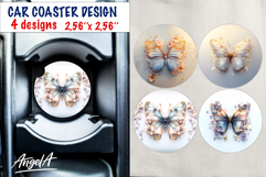 Summer car coaster designs, flowers butterfly sublimation Product Image 1