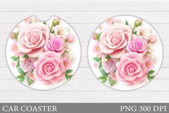 Roses Car Coaster Design. Flowers Car Coaster Sublimation Product Image 1