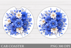 Flowers Car Coaster Sublimation. Floral Coaster Design Product Image 1