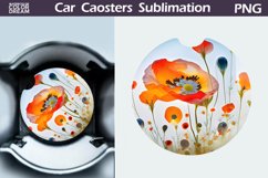 Wildflowers Car Coaster | 3D Flowers Round Coaster Product Image 1