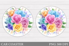 Roses Car Coaster Design. Flowers Car Coaster Sublimation Product Image 1