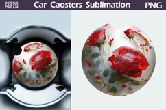 Roses Car Coaster | 3D Flowers Round Coaster Product Image 1