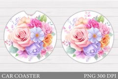 Flowers Car Coaster Design. Flowers Car Coaster Sublimation Product Image 1